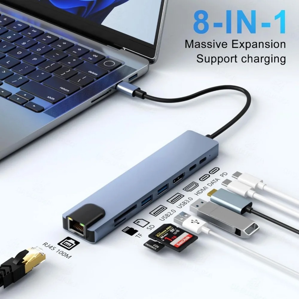 USB C Hub 8/7 in 1 4K HDMI Ada - огляд і ціна Home Assistant Sd