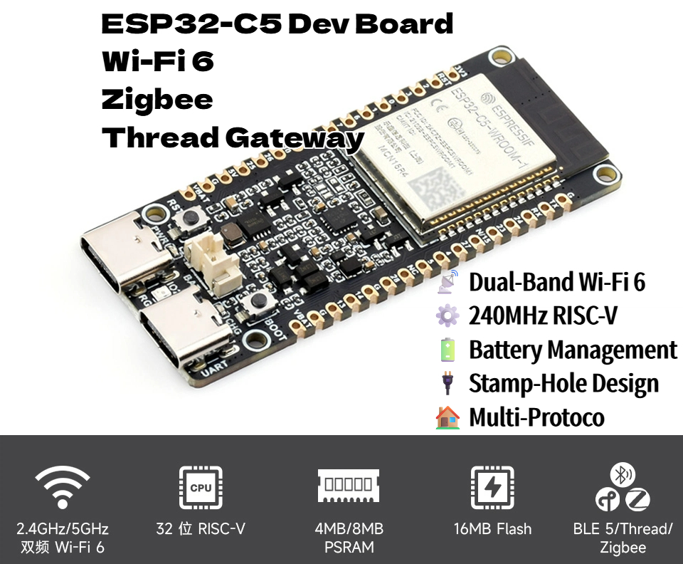 ESP32-C5 Dual-Band Wi-Fi 6 & B - огляд і ціна Matter Hub Thread